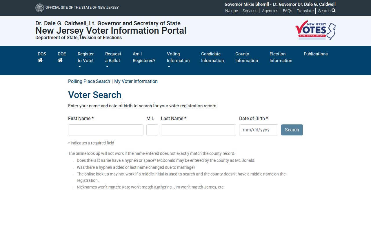 Lawrence Township residents directory voter registration status page