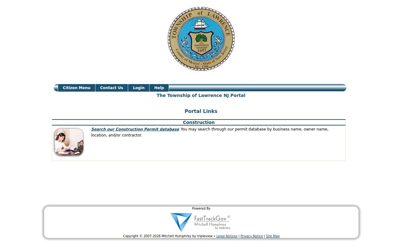 Lawrence Township ZIP directory FastTrack permit portal